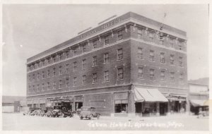 Wyoming Riverton The Teton Hotel Old Cars 1932 Real Photo