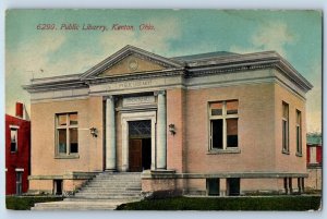 1912 Kenton Ohio OH Vintage Postcard Public Library Exterior Building Posted