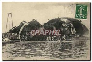 Old Postcard The Boat wreck revealing the back bridge