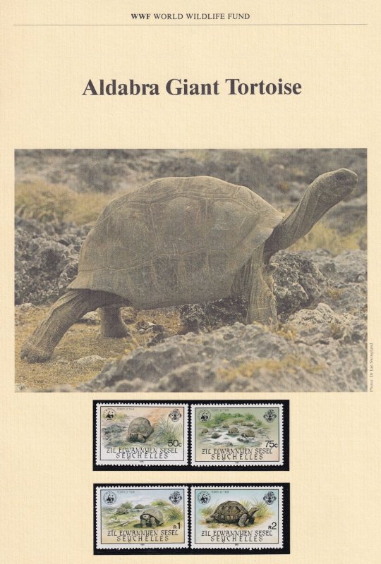 Giant Tortoise Aladabra Seychelles WWF Stamps and Set Of 4 First Day Cover Bu...