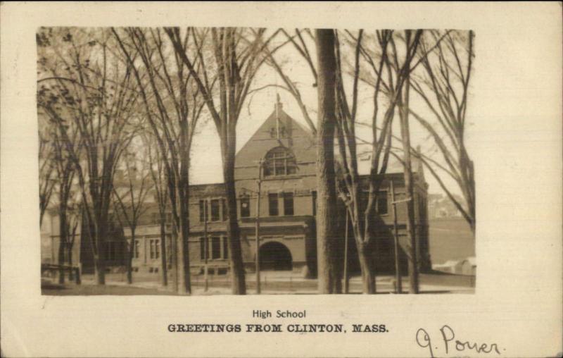 Clinton MA High School c1910 Real Photo Postcard