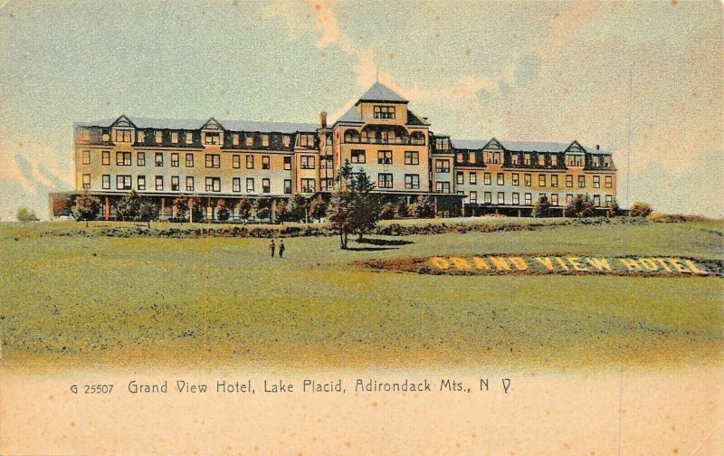 LAKE PLACID-ADIRONDACK MTS-NY~GRAND VIEW HOTEL~1900s ROTOGRAPH PHOTO POSTCARD