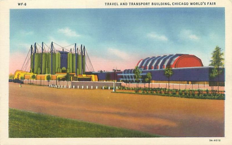 1933 Chicago World's Fair Travel & Transport Building Linen Postcard Unused