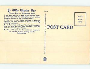 Unused Linen YE OLDE OYSTER BAR RESTAURANT Fitchburg Massachusetts MA M9422