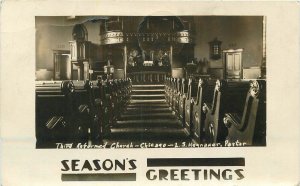 Postcard RPPC 1932 Illinois Chicago Church Interior occupation 23-11905