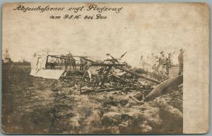 EARLY AVIATION 1916 AIRPLANE CRUSH GERMAN ANTIQUE REAL PHOTO POSTCARD