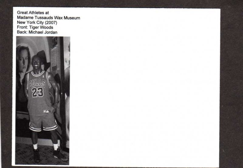 NY Tiger Woods Michael Jordan Tussauds Wax Museum New York City Postcard Golf