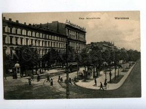 206506 POLAND WARSZAWA Aleja jerozolimska TRAM Vintage PC