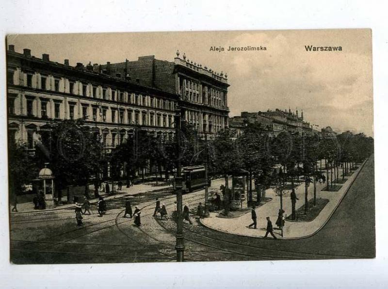 206506 POLAND WARSZAWA Aleja jerozolimska TRAM Vintage PC