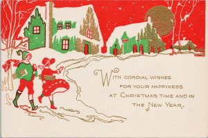 Cordial Wishes Christmas New Year Xmas Winter Scene (No Stamp Box) Postcard H7