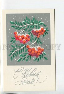 448917 USSR 1975 year Elagina Happy New Year mountain ash postcard