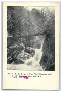 1934 Adirondack Mountain NY,  Gorge At High Falls Wilmington Notch Postcard