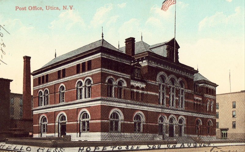 Post Office - Utica, New York 1907 Postcard