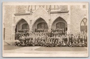 RPPC Glen Falls NY Christ Church Mens Fraternity Masonic Real Photo Postcard H30