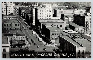 Cedar Rapids Iowa~Birdseye Second Avenue~Drug Store~Furniture~Hardware~1950s B&W