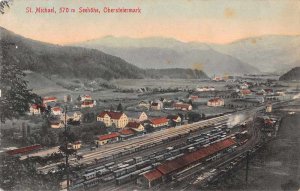 St Michael Obersteiermark Austria Birds Eye View Train Station Postcard AA1648