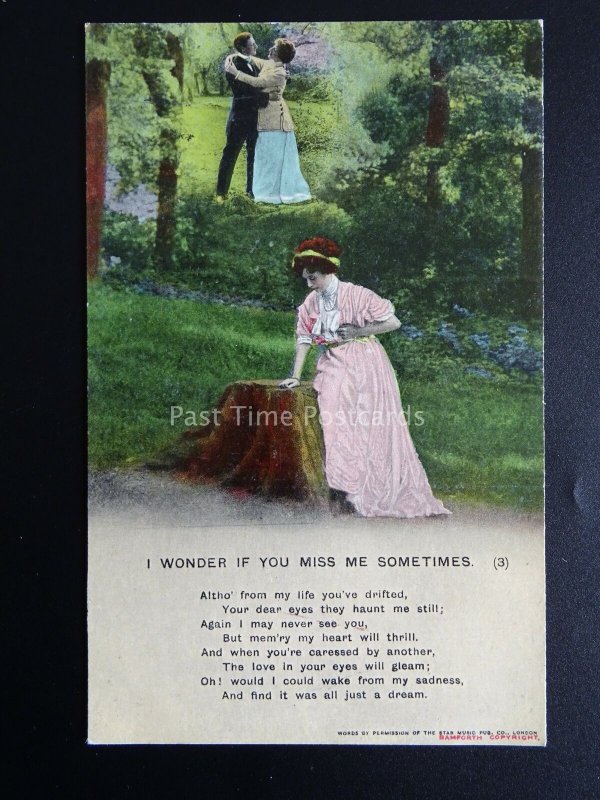 WW1 I WONDER IF YOU MISS ME SOMETIMES Bamforth Song Cards set of 3 No 4628 1/2/3