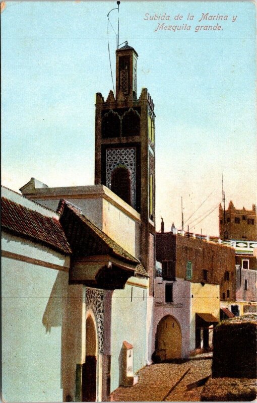 Subida De La Marina Y Mezquita Grande Antique Postcard UNP Unused DB Benzaquen 