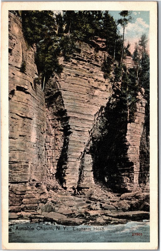 Postcard NY Ausable Chasm  Elephants Head