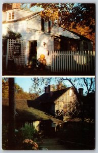 Weston-Westport Connecticut~Cobb's Mill by Waterfall~Shop~1950s Postcard