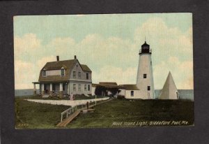 ME Wood Island Lighthouse Light House Biddeford Pool Maine Postcard