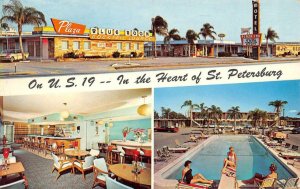 Roadside Pool PLAZA INN MOTEL St. Petersburg FL Mid-Century Modern 1964 Postcard