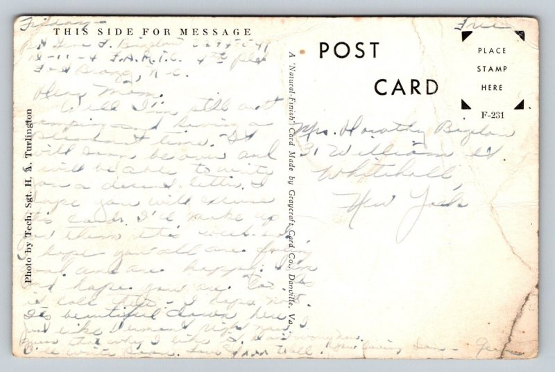 WW2  82nd Airborne Division  US Army  Fort Bragg  Post Chapel   Postcard