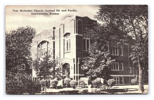 First Methodist Church Osawatomie Kansas Postcard