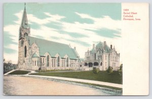 State View~Sacred Heart Cathedral Davenport Iowa~Vintage Postcard
