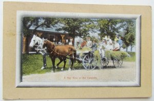 VINTAGE 1914 POSTCARD A HAY RIDE IN THE CATSKILLS NY horse wagon