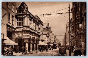 Devon England Postcard Exeter High Street and Guildhall c1910 Antique Unposted