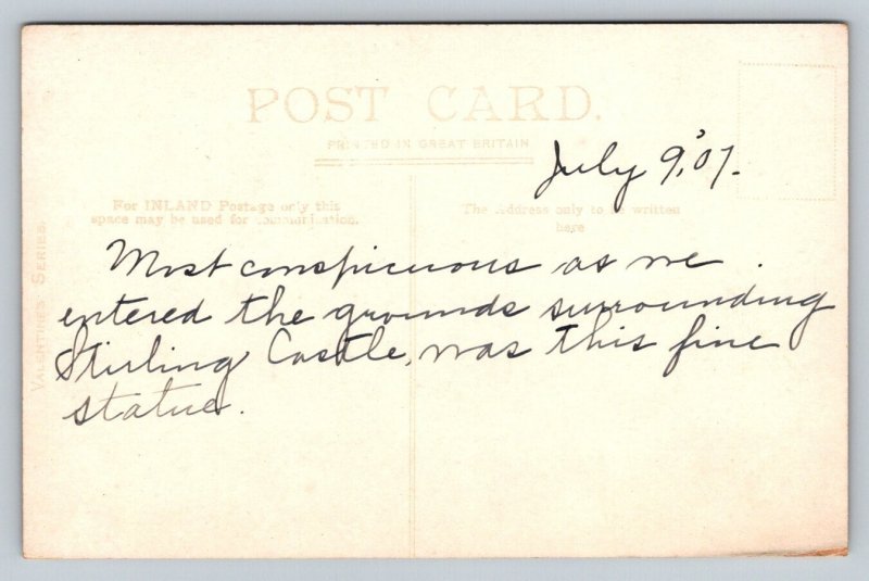 1907  Bruce Statue & William Wallace Monument  Stirling  Scotland  Postcard