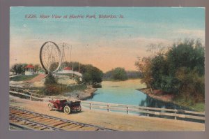 Waterloo IOWA 1912 AMUSEMENT PARK Carnival Ride FERRIS WHEEL Swing ELECTRIC PARK