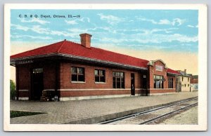 Ottawa Illinois~CB&Q Railroad Depot~Chicago Burlington & Quincy RR Station~1920s