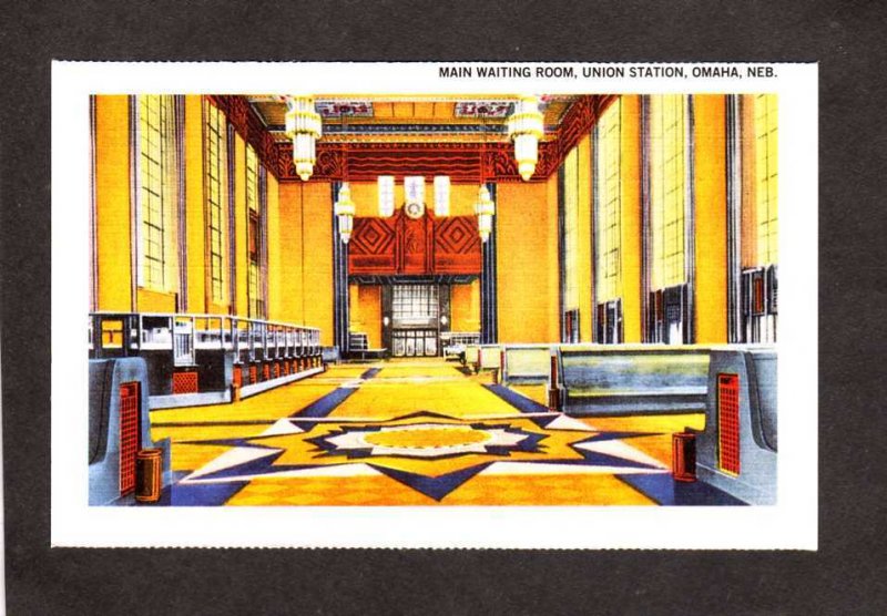 NE Waiting Room Union Railroad Train Station Depot Omaha Nebraska Reprint PC