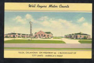 TULSA OKLAHOMA WILL ROGERS MOTOR COURTS ROUTE 66 ADVERTISING POSTCARD