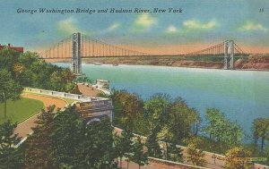 Postcard NY George Washington Bridge Hudson River New York City