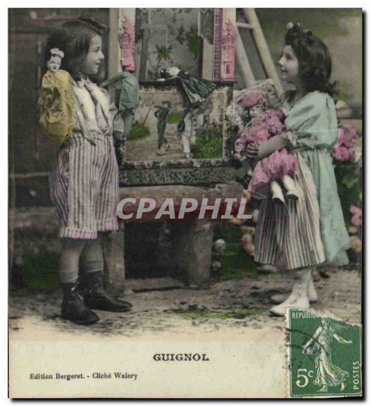 Postcard Old Theater Guignol Children