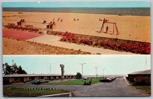 Oscoda Michigan 1960s Postcard Aurora Resort Motel Beach