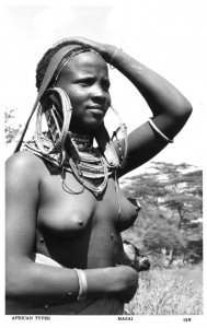 Masai East African Woman Risque Real Photo Antique Postcard