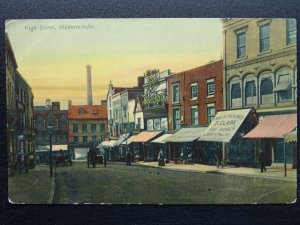 KIDDERMINSTER High Street shows D.CLARK Shop for Stockings & Wool - Old Postcard