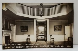 MONTICELLO, Thomas Jefferson, Virginia ENTRANCE HALL Vintage RPPC Postcard C19