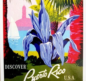 Puerto Rico Postcard Unused Unposted Flower Boats Vintage Poster Reprint E59