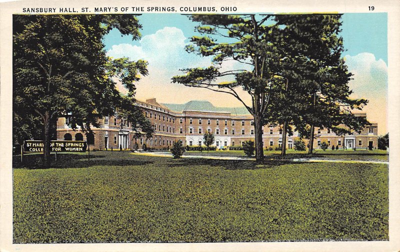 Columbus Ohio 1920s Postcard Sansbury Hall St. Mary's Of The Springs