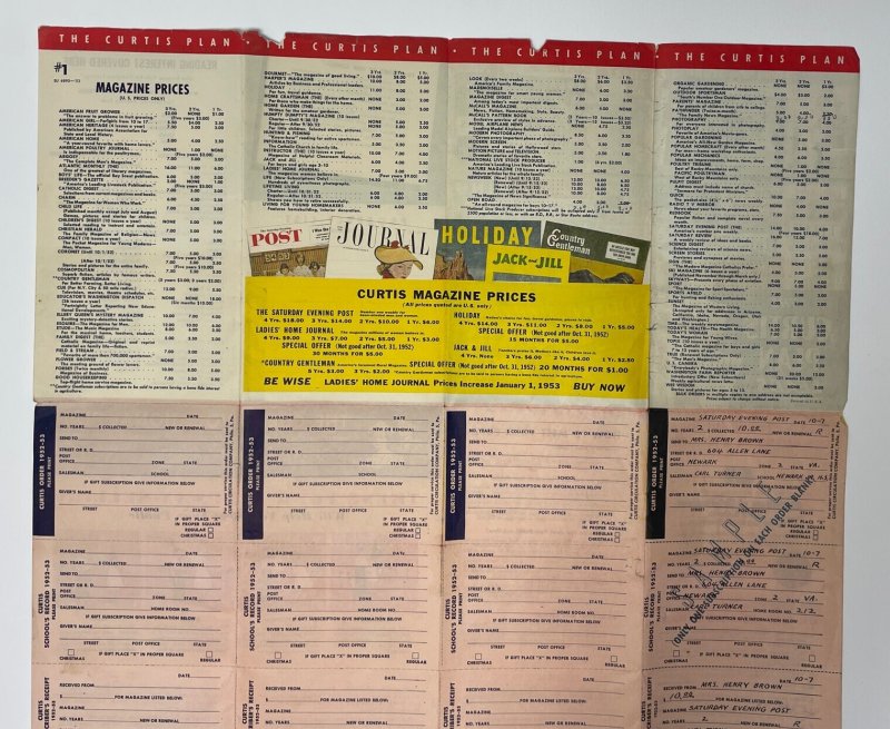 The Curtis Plan 1952 Magazine Subscription Pamphlet