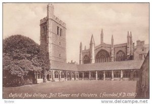 Oxford, New College, Bell Tower and Cloisters (Founded A.D. 1386), England, U...