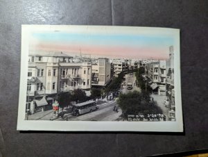 Mint British Palestine Postcard Tel Aviv Ben Jehuda Road Hebrew Text