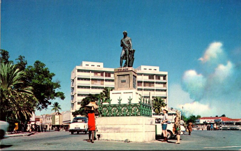 Barbados Bridgetown Historic Trafalgar Square Showing Lord Nelson Statue