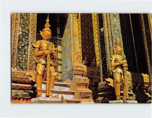 Postcard Two Metal-Giants Guarding the entrance of Wat Phra Kaew, Thailand
