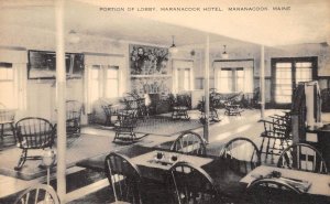 Lobby Interior MARANACOOK HOTEL Maranacook, Maine 1936 Rare Vintage Postcard